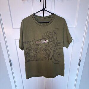 Harley-Davidson Men's Olive Green Graphic Motorcycle T-Shirt Milwaukee Size L